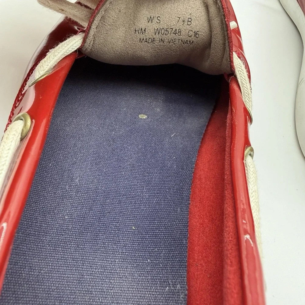 Cole Haan Women's Nantucket Camp Moc Patent Leather Boat Shoes Red Size 7.5